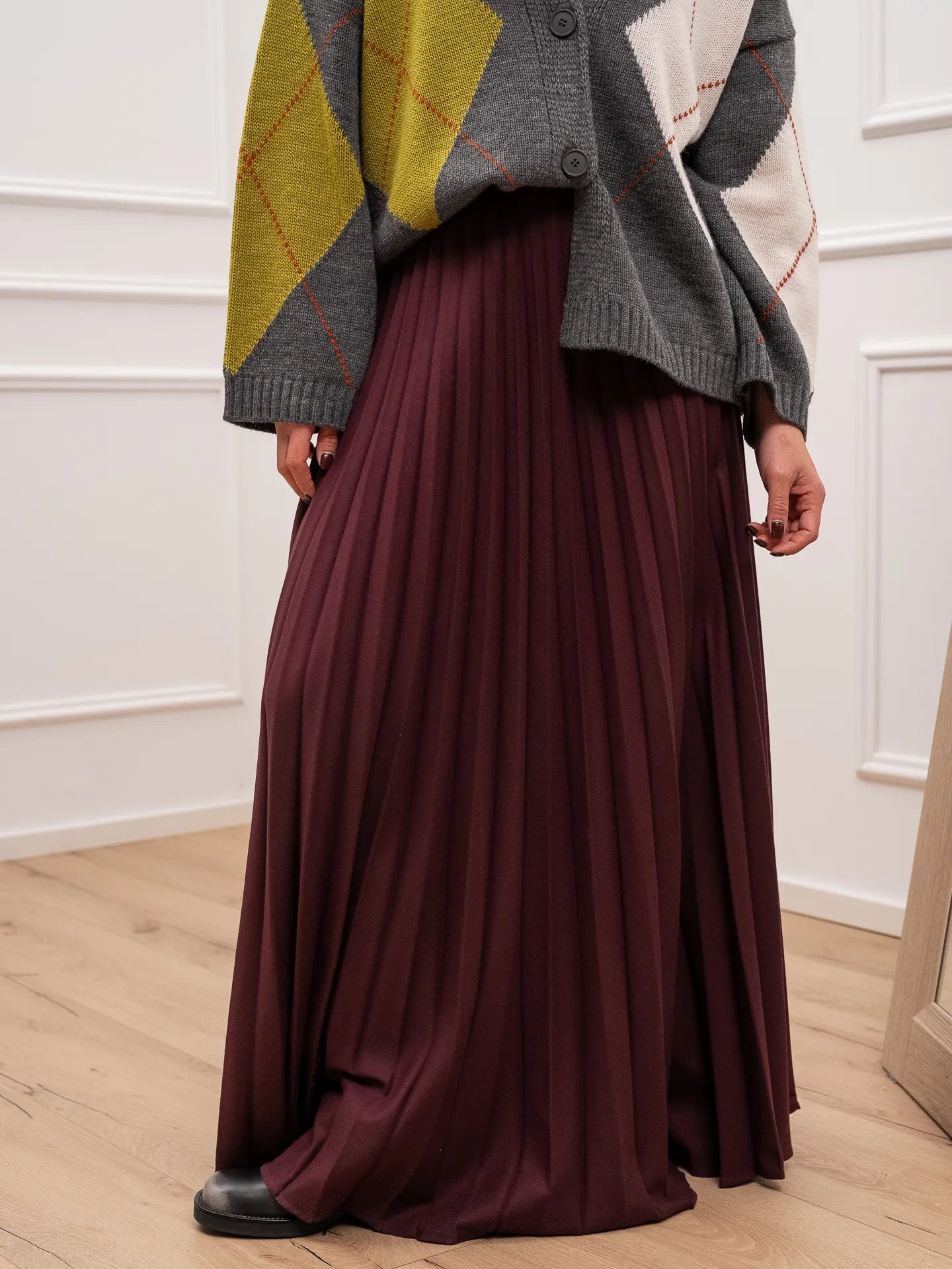 Gonna Penelope plisset bordeaux - Vicolo