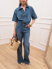 Tuta Giorgia in denim a mezza manica - Vicolo