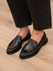 Mocassino Penny pelle slavata nero - Divine Follie