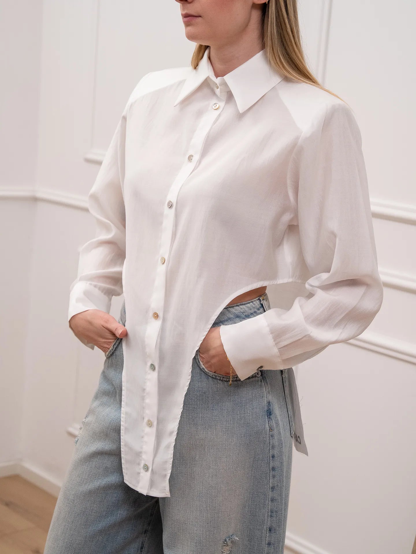 Camicia panna a punta in lyocell - HaveOne