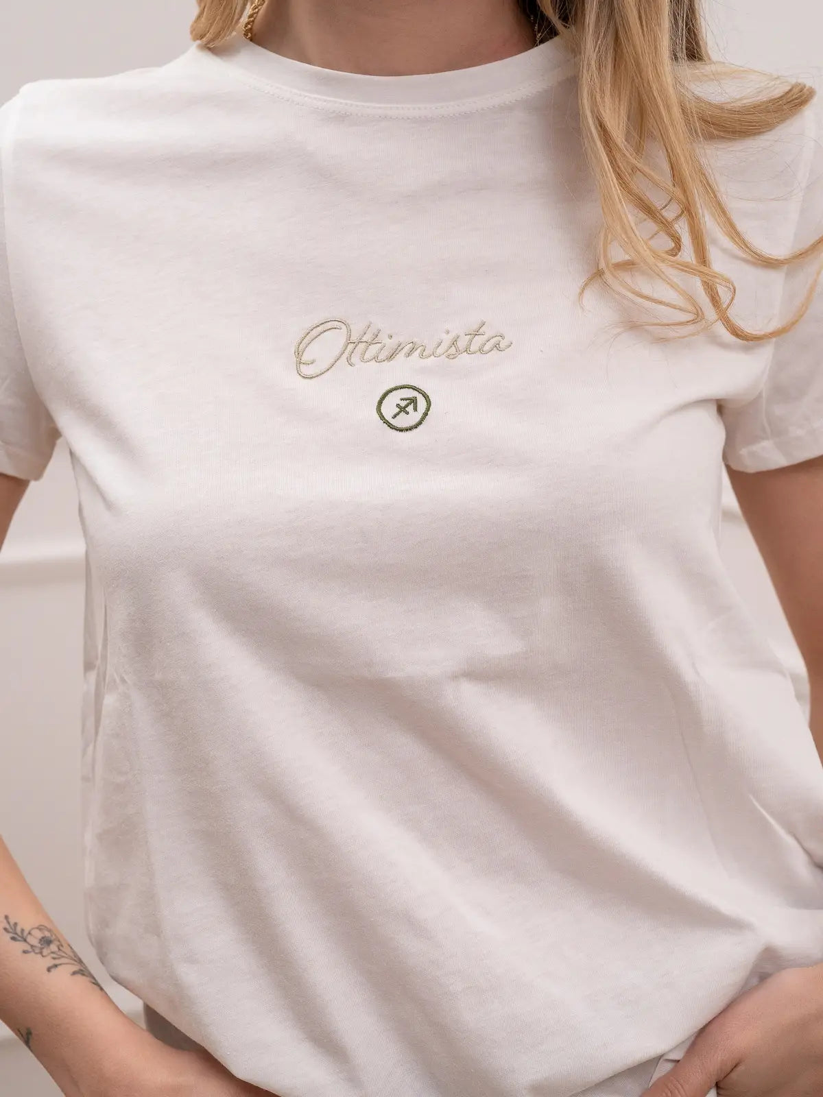 T shirt ricamo sagittario "Ottimista" - Vicolo