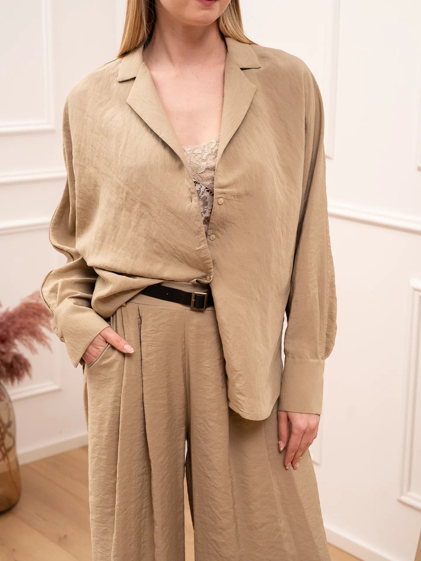 Camicia sabbia in modal effetto stropicciato - Philia Loft