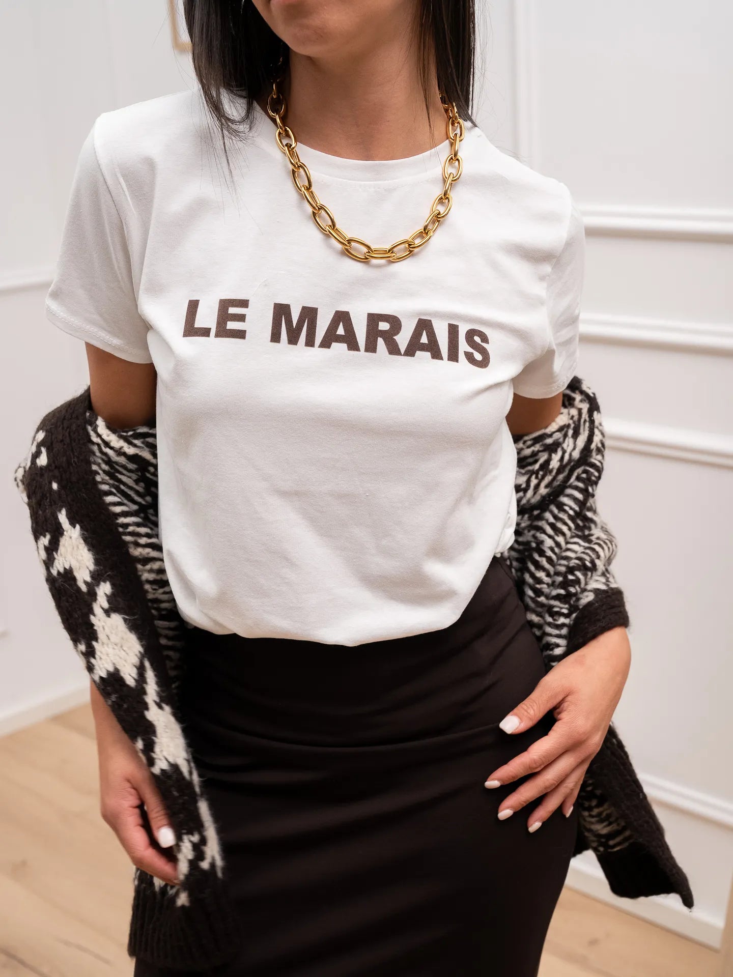 T shirt Le Marais floccata moro - Vicolo