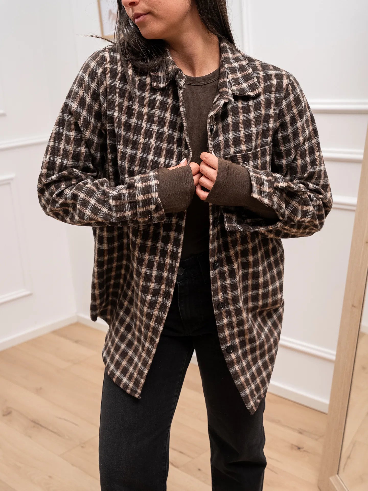 Camicia check fango, moro in flanella - HaveOne