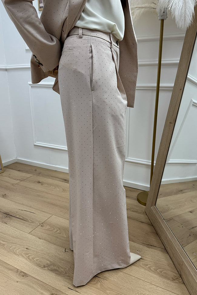 Pantaloni avorio full strass - Vicolo