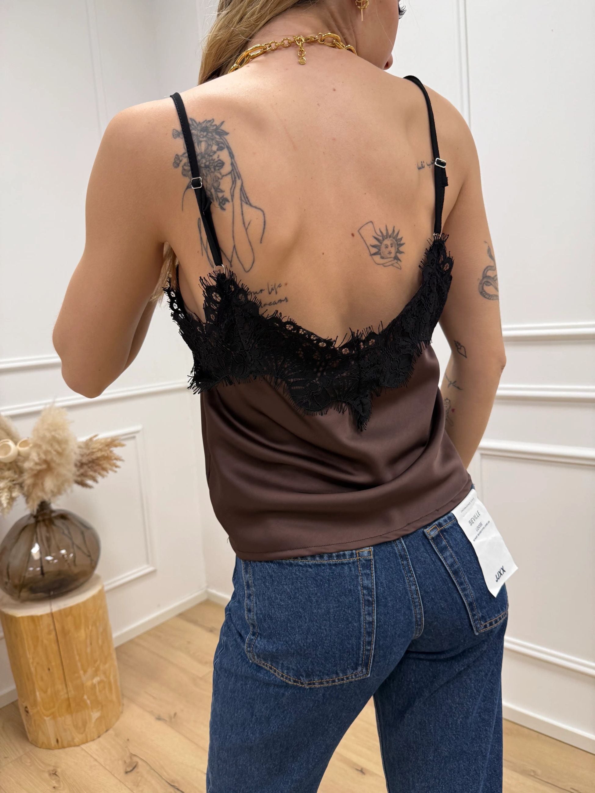 Top gianduia lingerie in rasatello - HaveOne