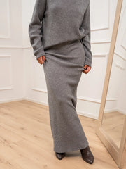 Gonna longuette grigia in viscosa - Kontatto