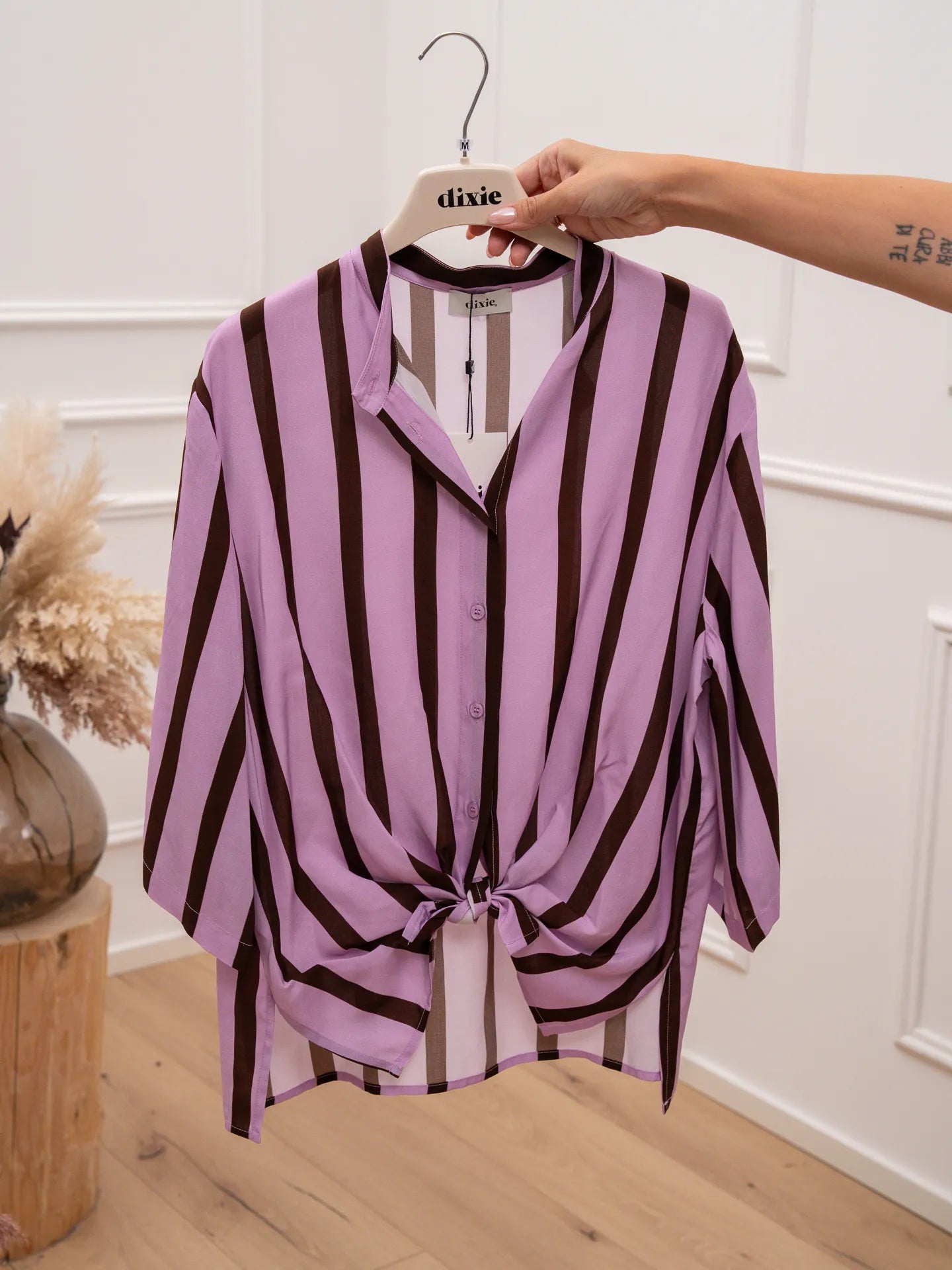 Camicia rigata lilla e moro con nodo - Dixie