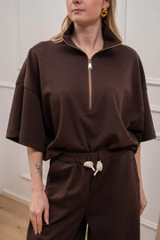 Felpa soft touch moro mezza manica con zip - Vicolo