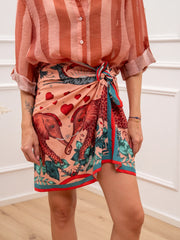 Gonna pareo mini Elefanti fucsia e ottanio - HaveOne