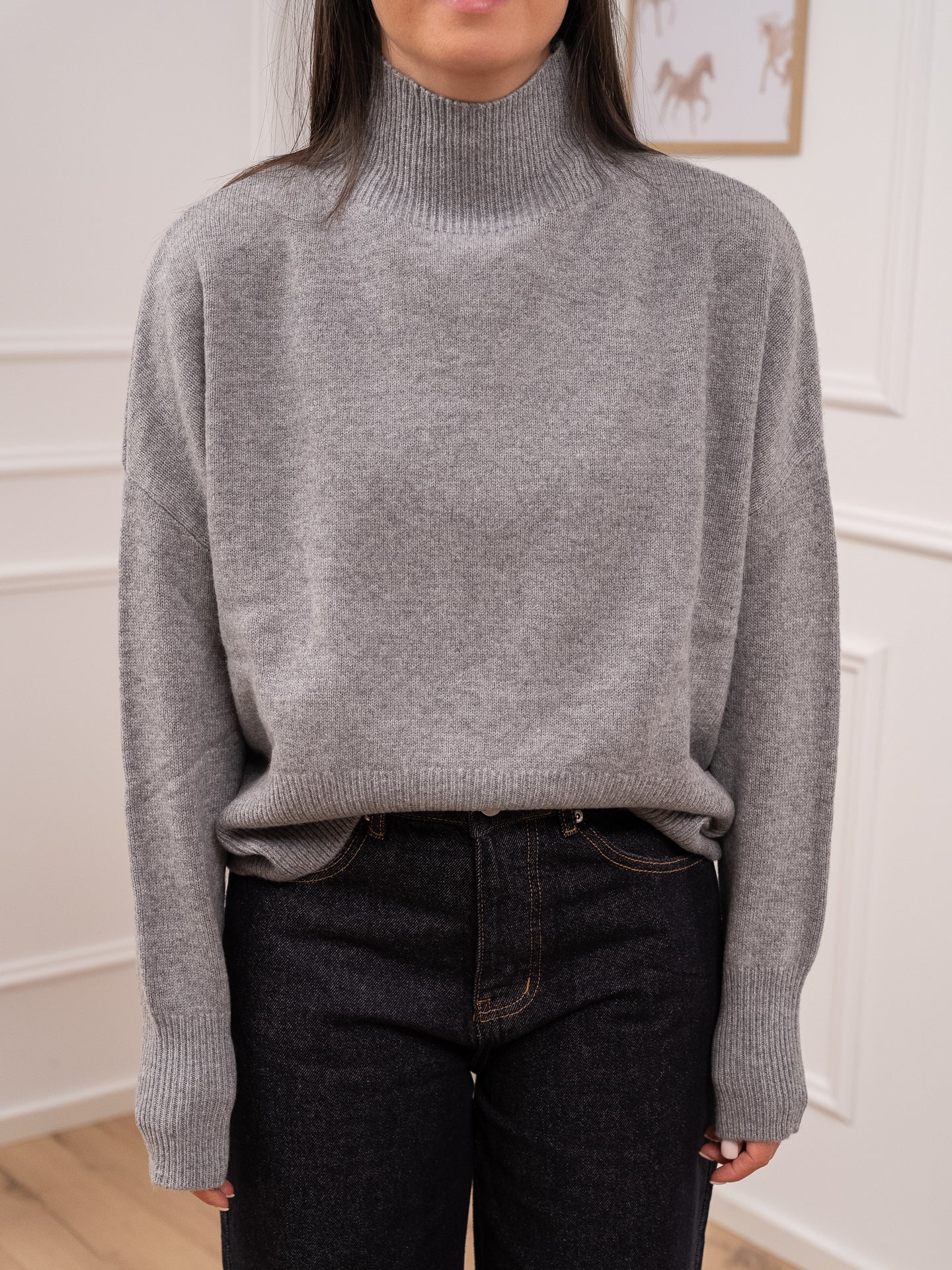 Maglia dolcevita grigia in 100% lana - Tensione In