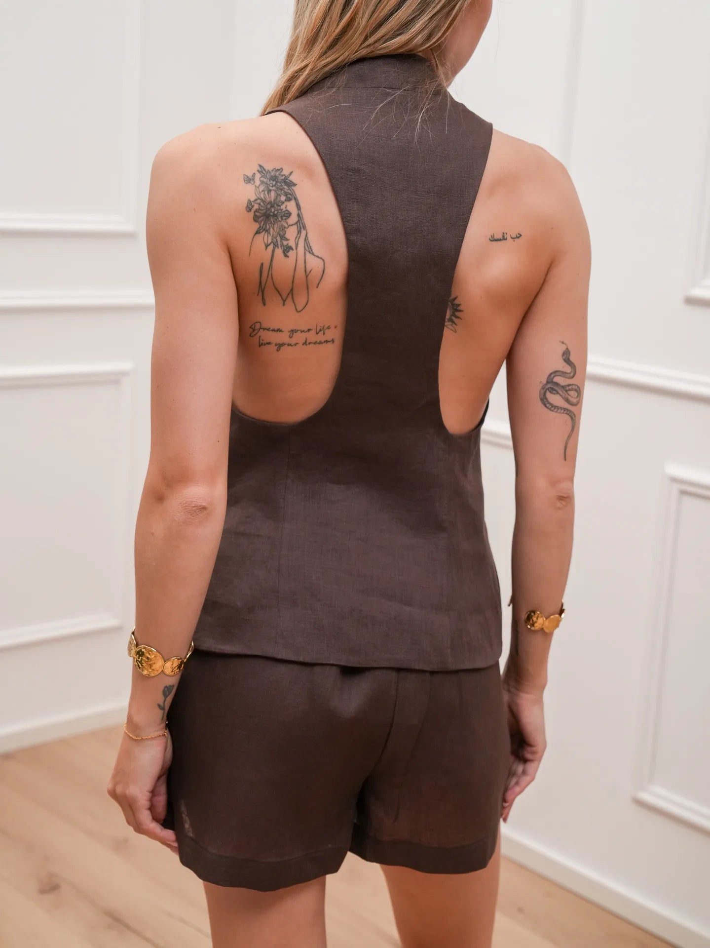 Set coordinato Betty moro in 100% lino - Vicolo
