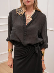 Camicia coreana nera in lyocell - HaveOne