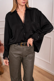 Camicia Juliette satinata con profili in pizzo - HaveOne