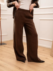 Pantaloni in modal moka con bande laterali - Vicolo