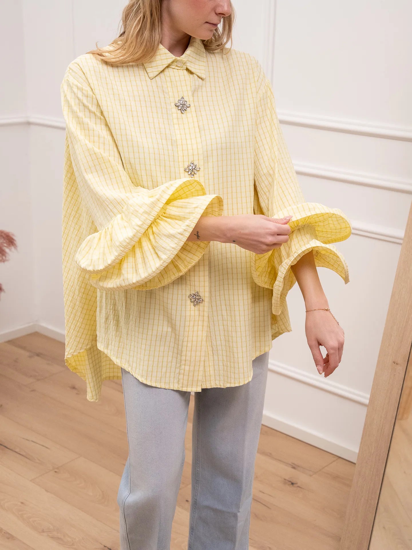 Camicia Bon Ton giallina con rouches - Crispy
