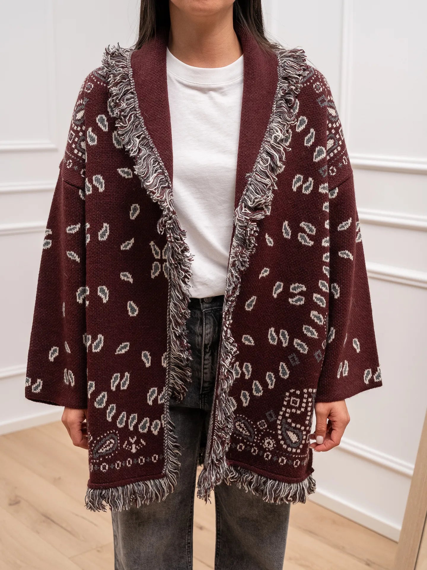 Cardigan etnico bordeaux - Tensione In