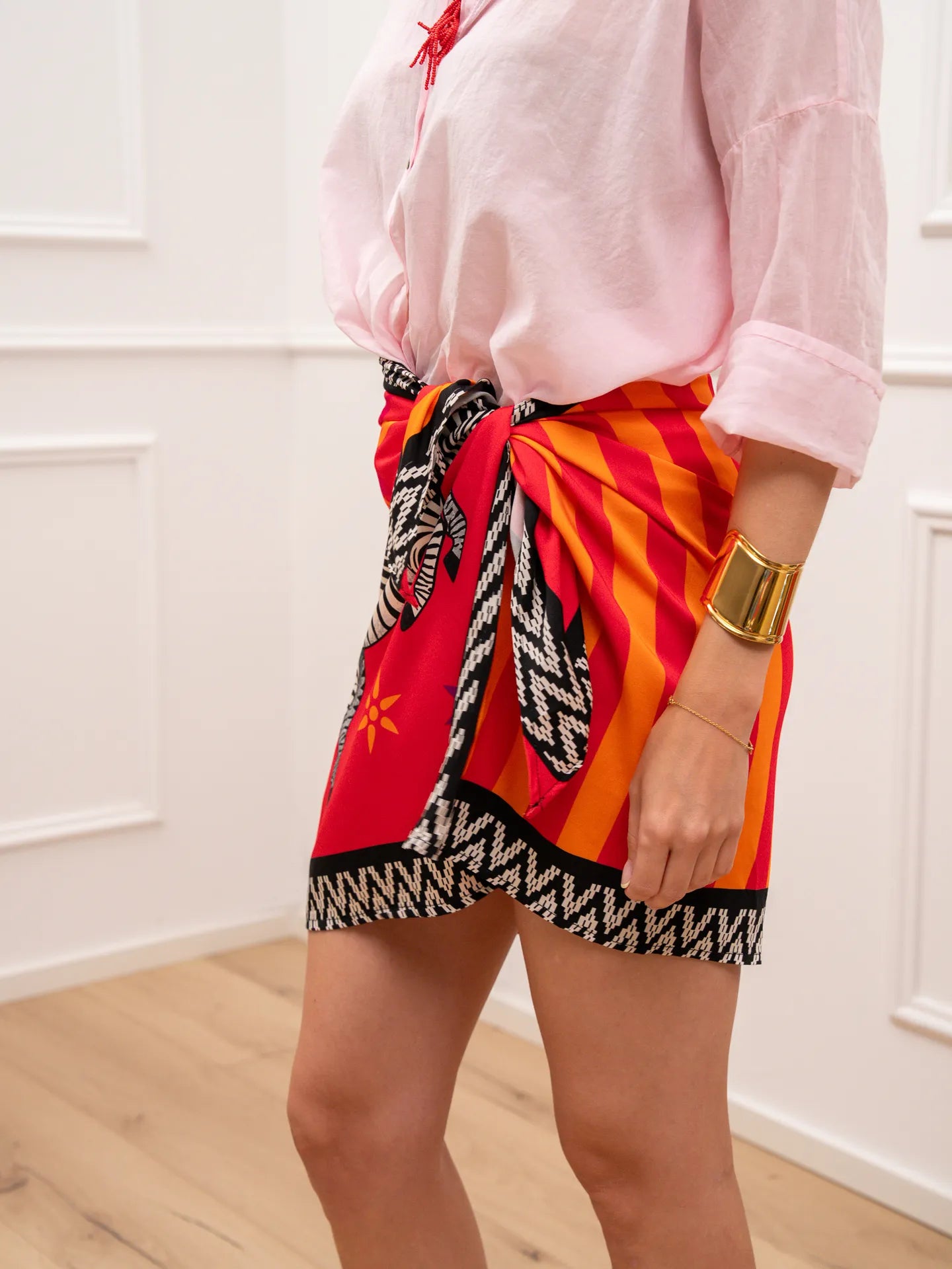 Gonna pareo mini Zebra fucsia e arancio - Tensione In
