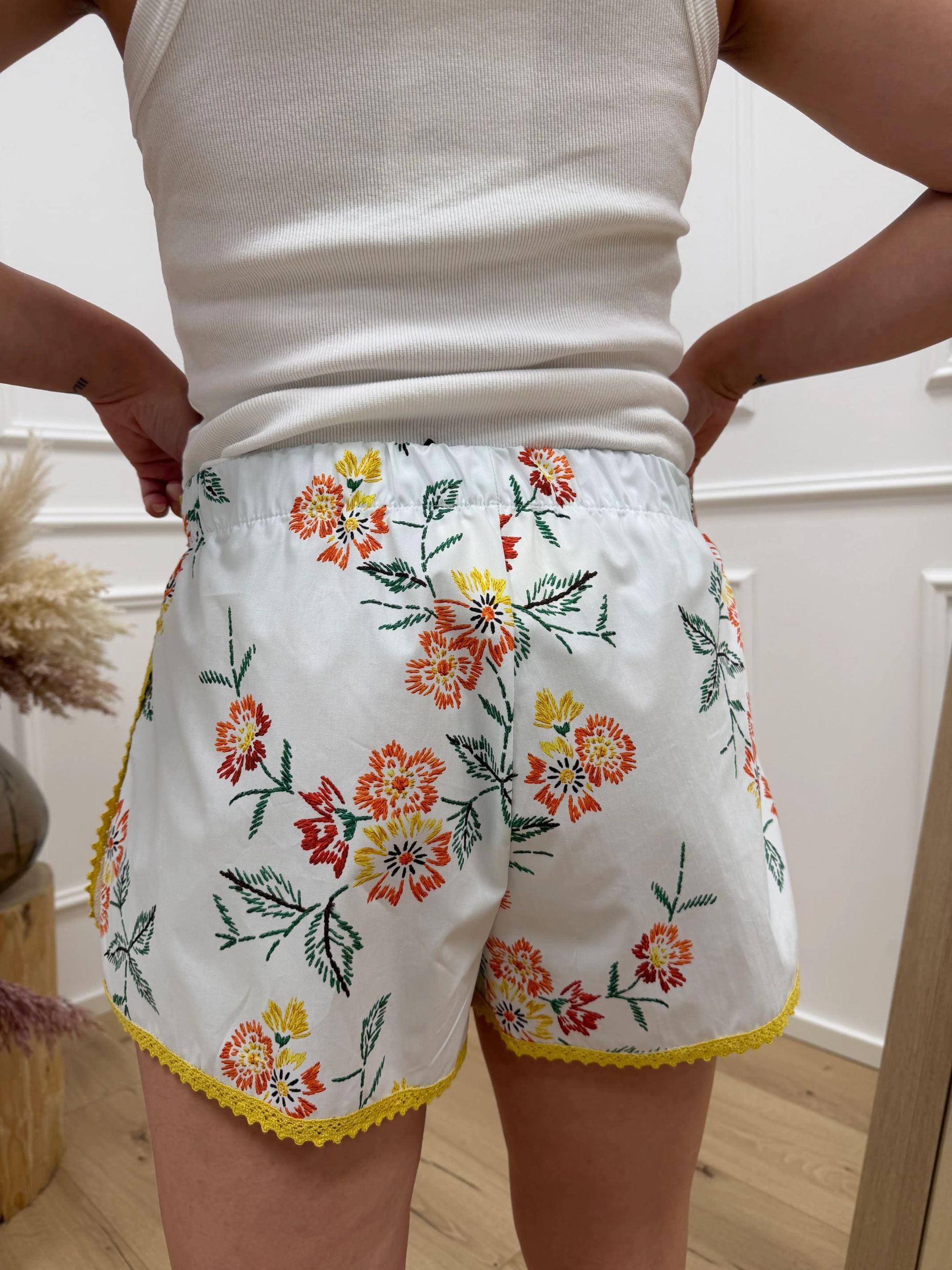 Shorts Costiera naturale e giallo con stampa - Vicolo