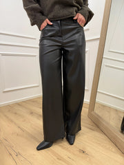 Pantaloni Bella in ecopelle nero wide leg - HaveOne