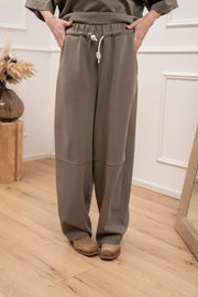 Pantaloni soft touch kaki barrel fit - Vicolo