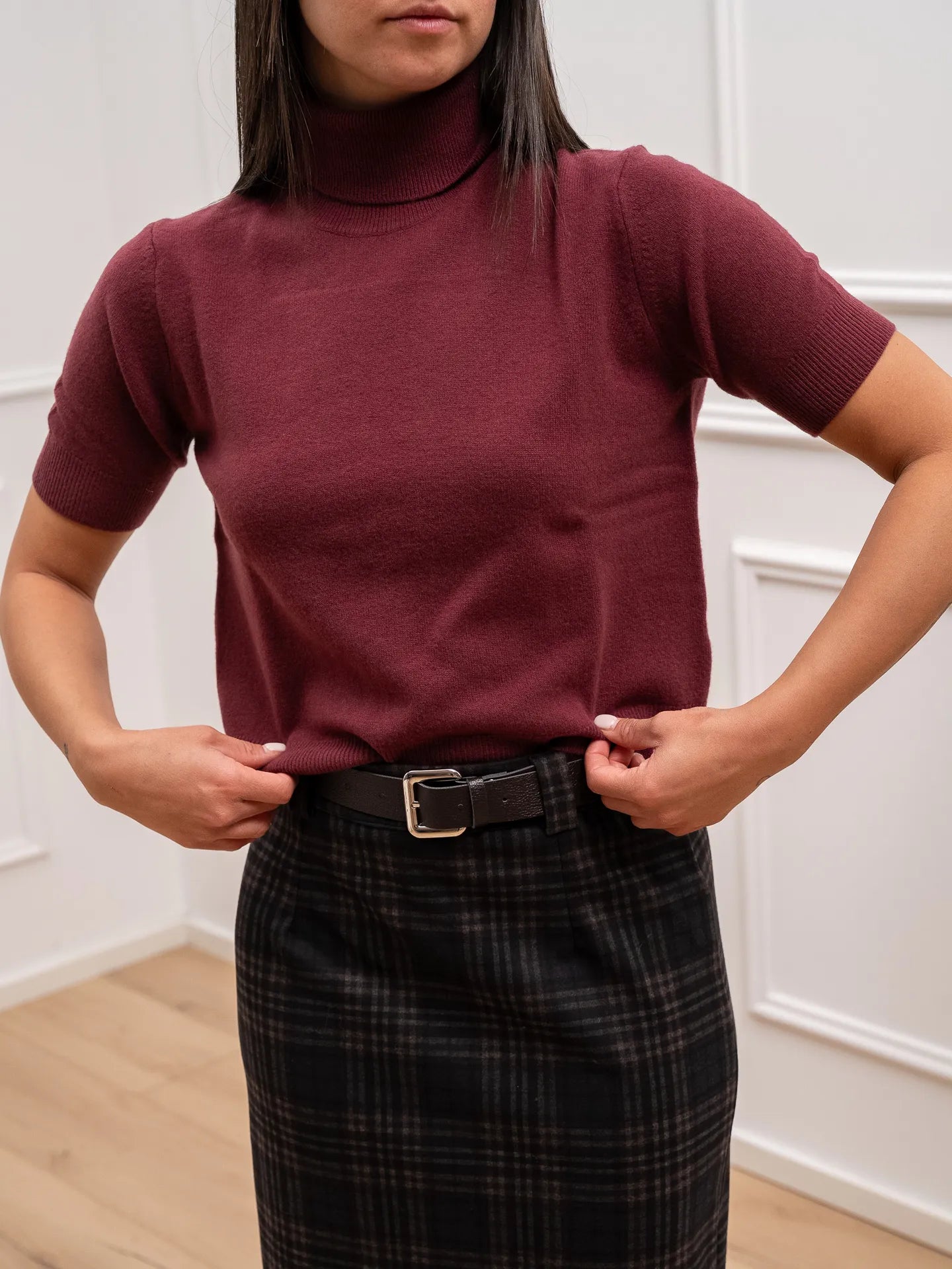 Lupetto bordeaux mezza manica 100% lana - HaveOne