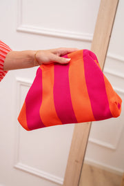 Borsa pouch New Stripe arancio e fucsia - Calibro Shop