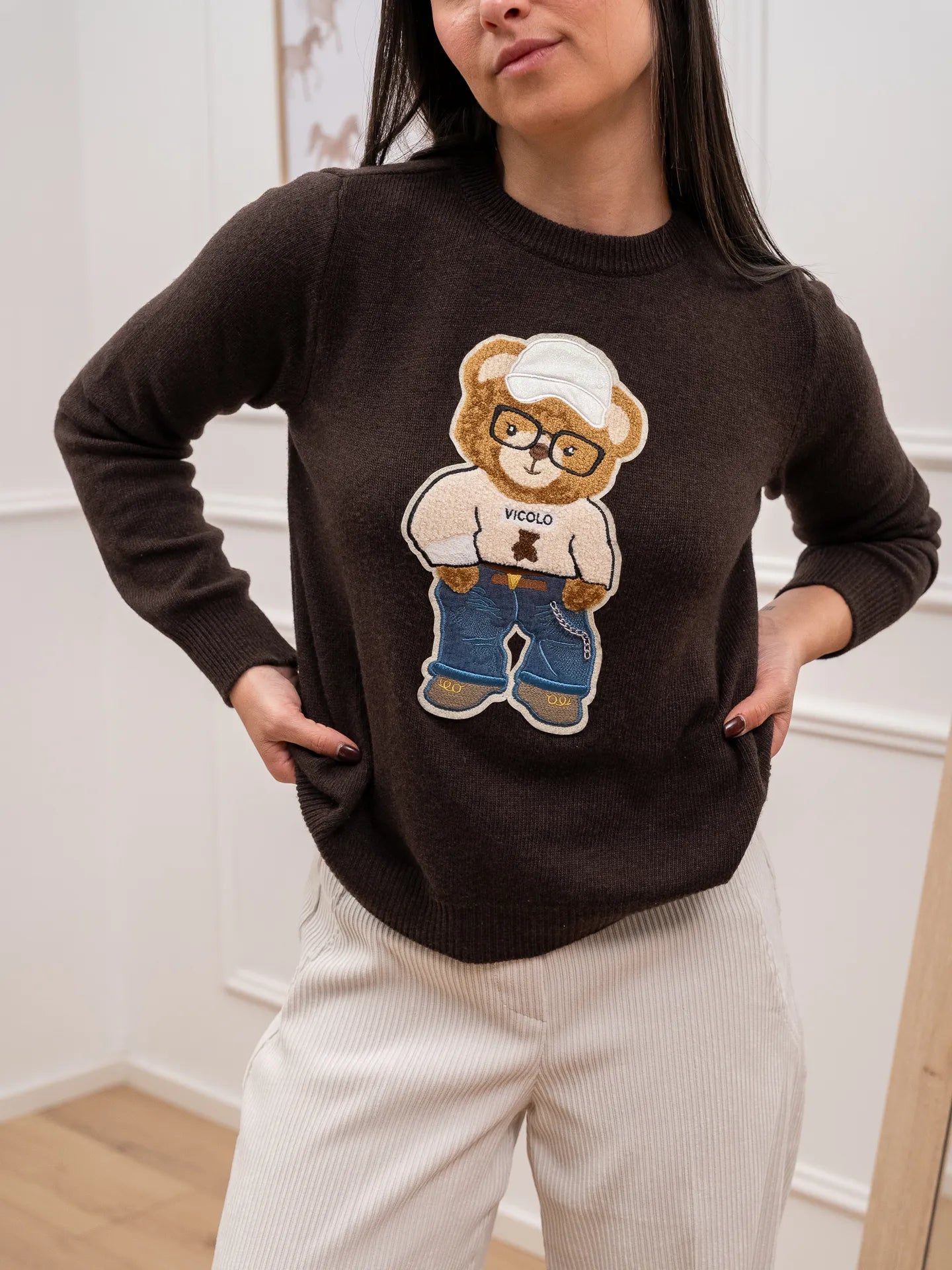 Maglia moro con patch teddy - Vicolo