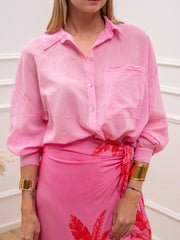 Camicia Tasca rosa in mussola - Tensione In