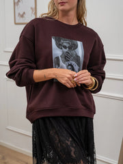 Felpa "Vanity" vinaccia con stampa - Vicolo