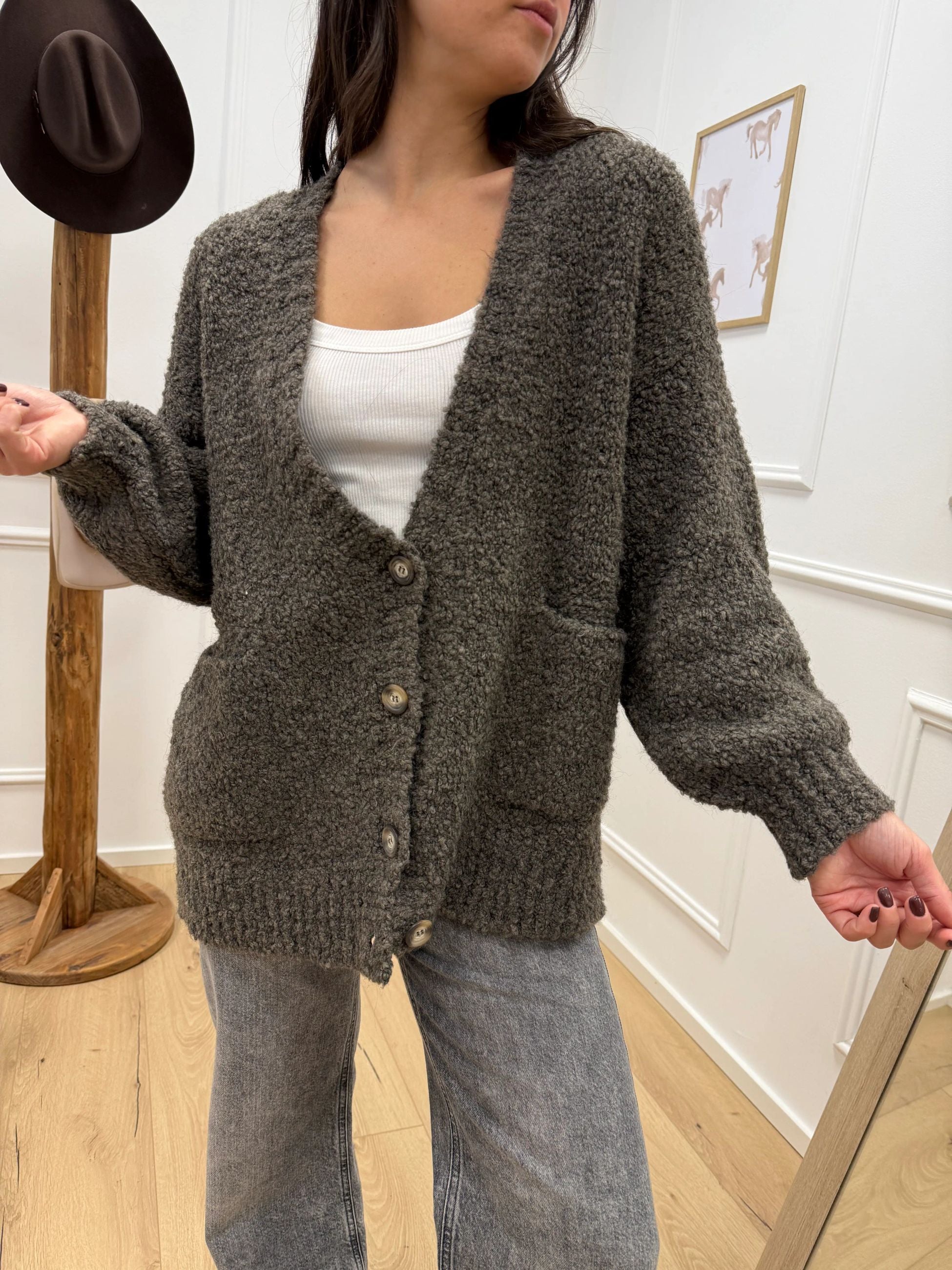 Cardigan bouclé tabacco - Tensione In