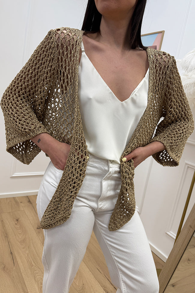 Cardigan lamè oro scuro scaldacuore - Vicolo