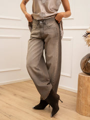 Jeans Lucy barrel in denim fango - HaveOne