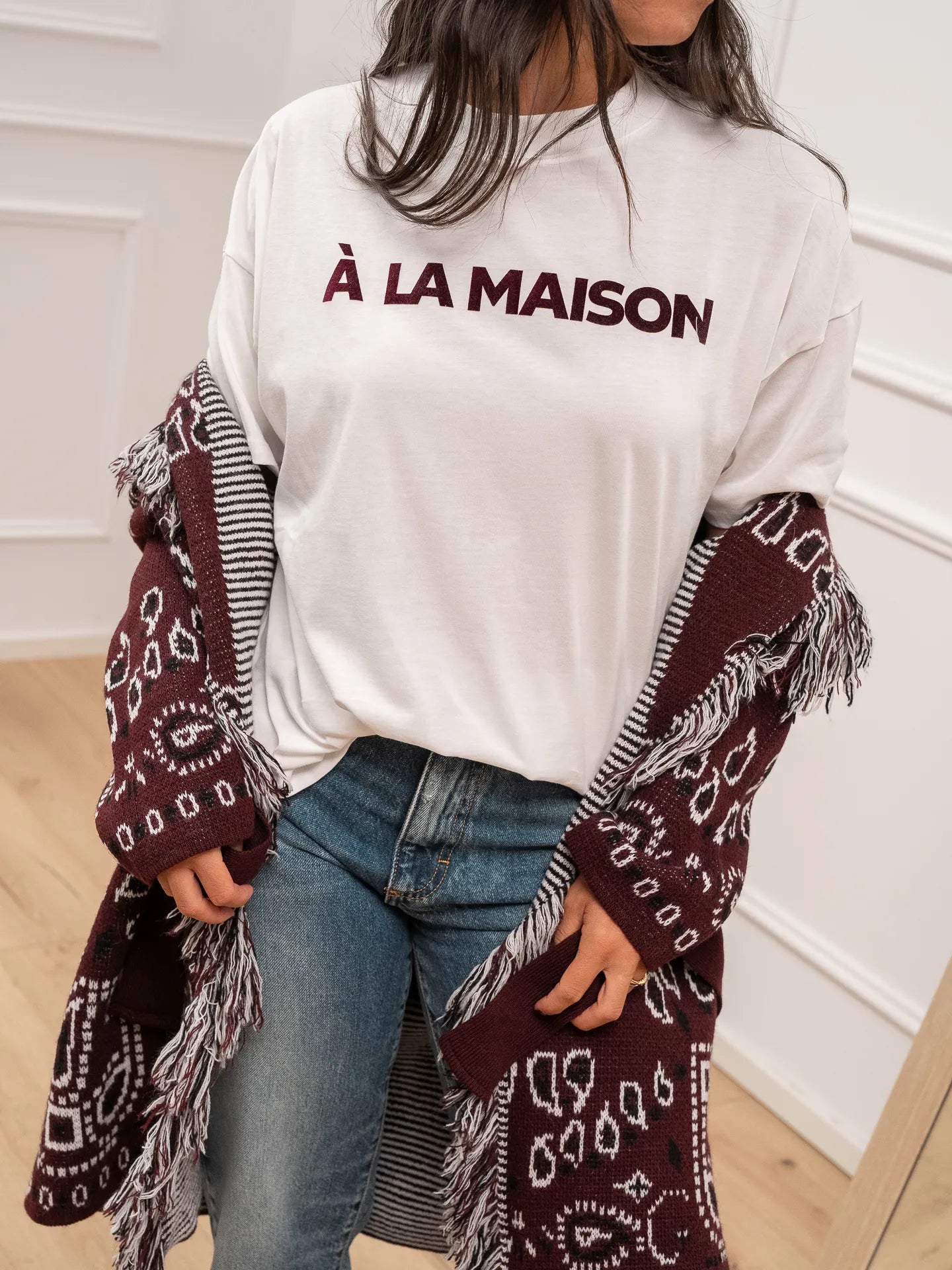 T shirt "A la maison" floccata bordeaux - Vicolo