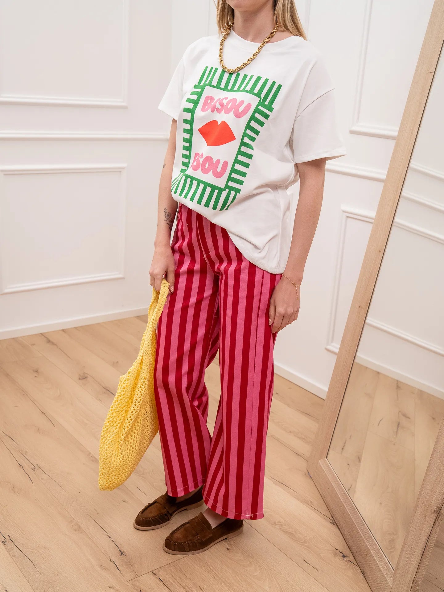Jeans Candy rigato rosso, fragola - Crispy