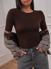 Top in jersey cioccolato mezza manica - Vicolo