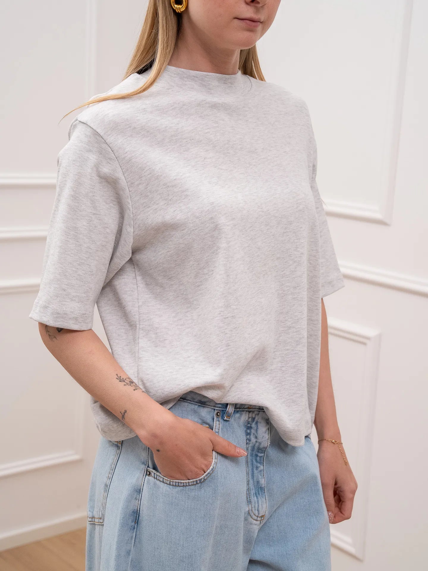 T shirt cotton grigio melange - Calibro Shop