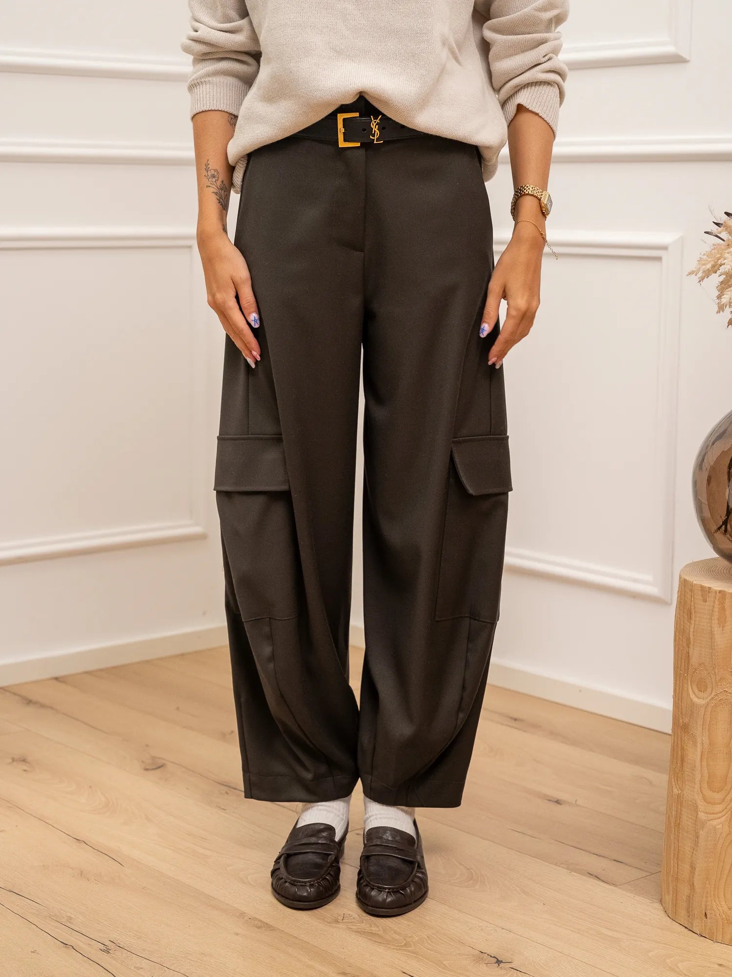 Pantaloni “Elica” cargo balloon militare con maxi tasche - Kontatto