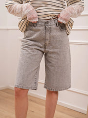 Bermuda Capri denim grigio con strass - SoAllure