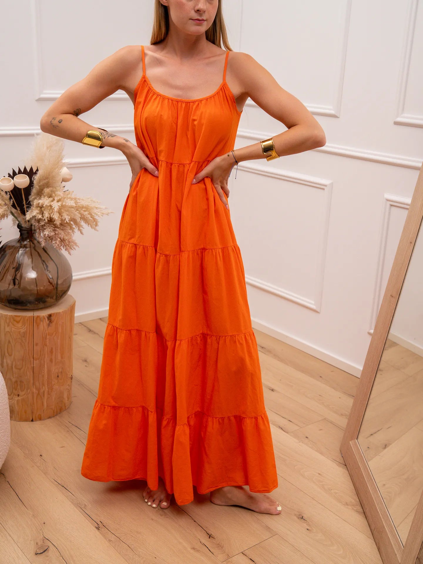 Vestito Balze lungo arancio - Tensione In