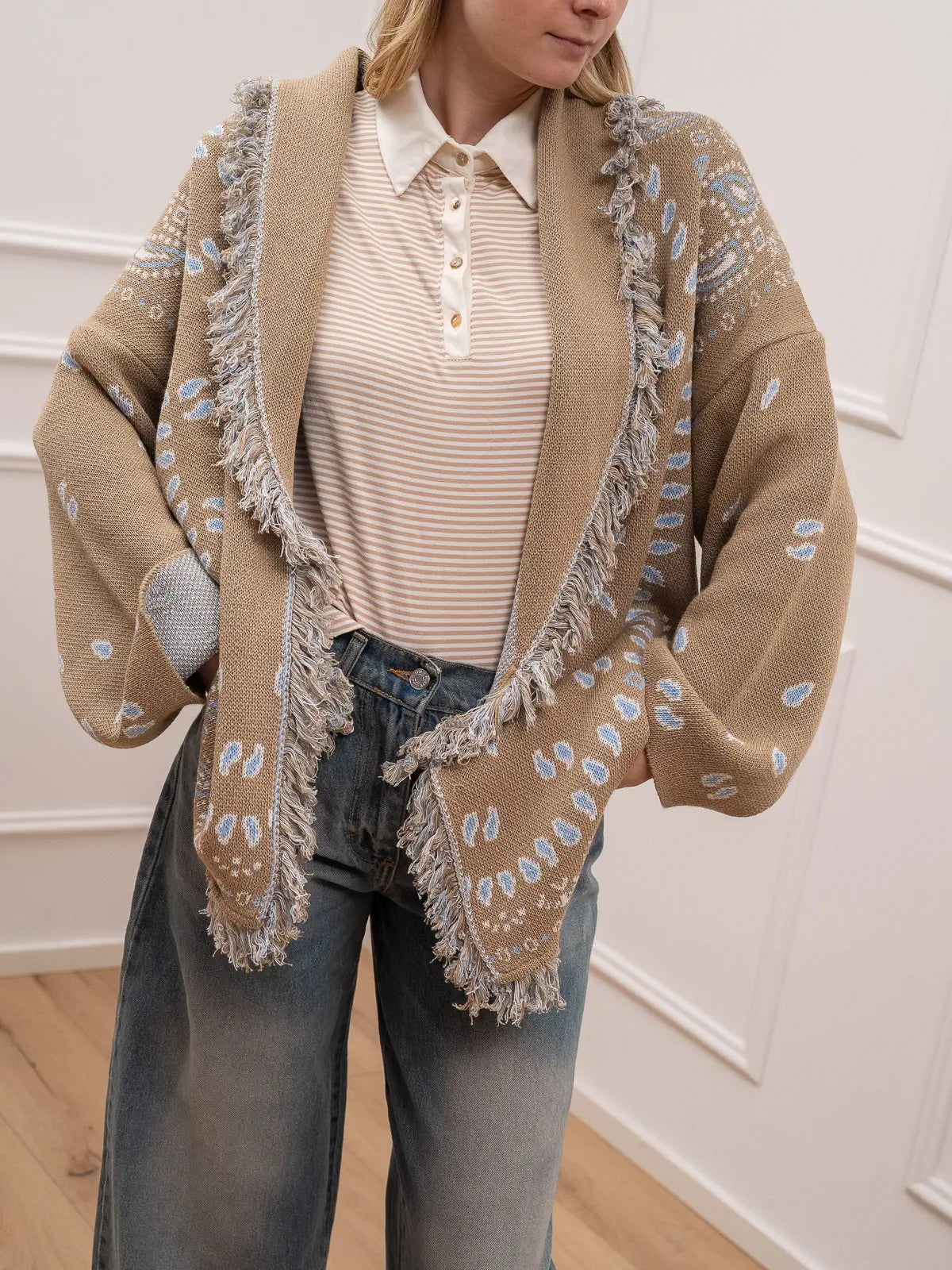 Cardigan alanui bandana sabbia - Tensione In