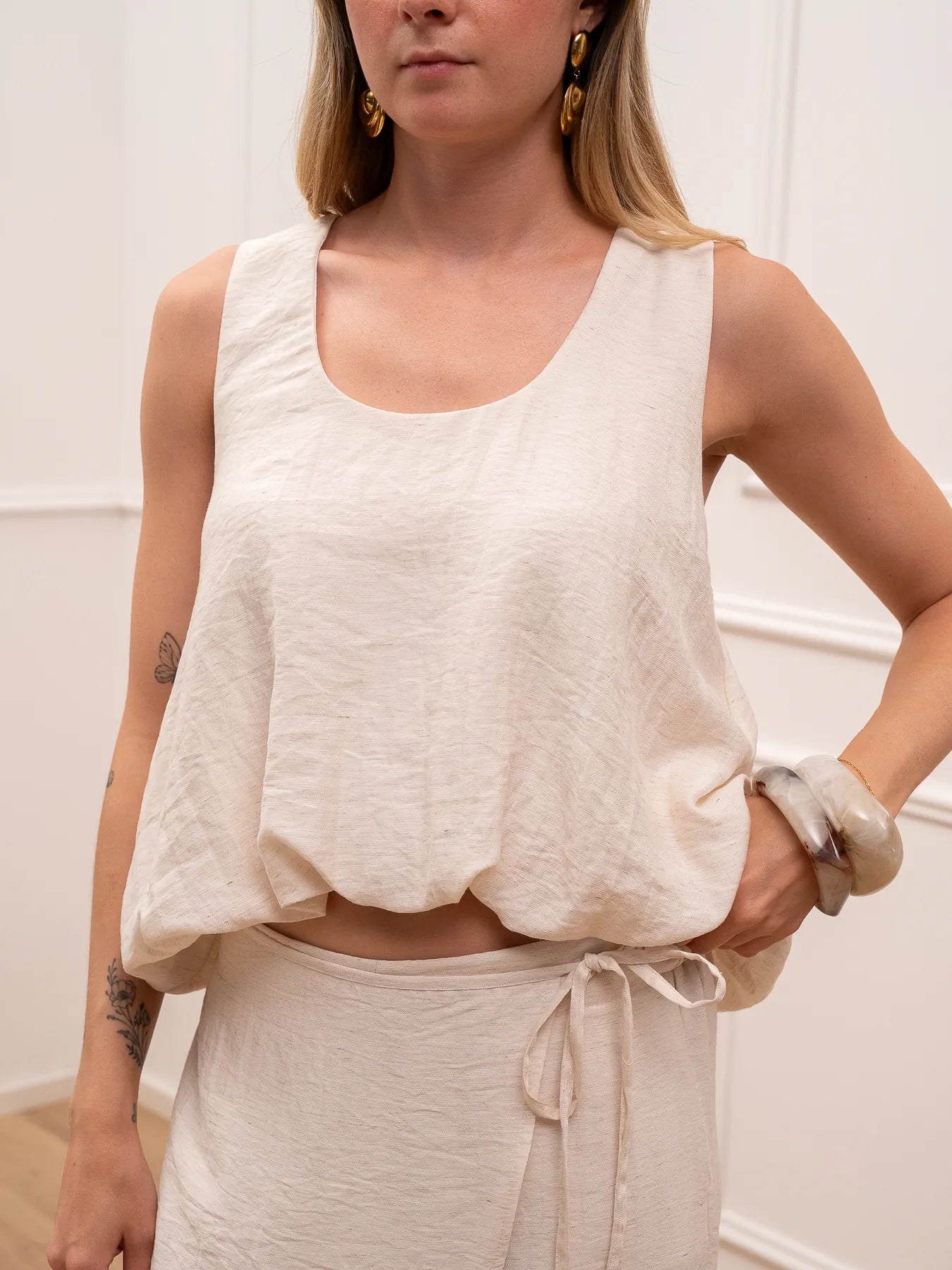 Top Balloon naturale misto lino - HaveOne