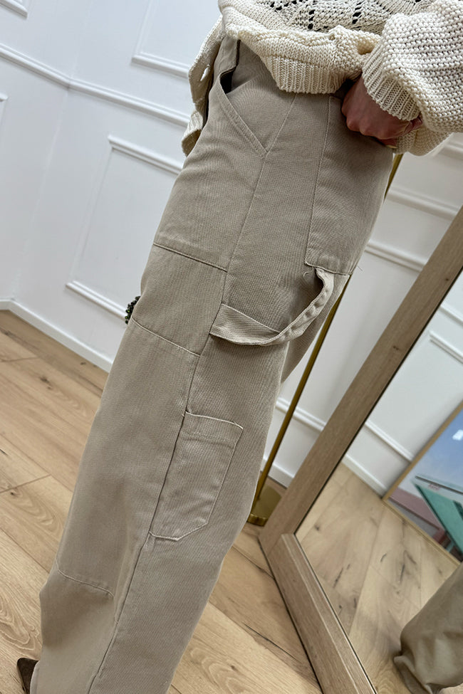 Pantaloni carpenter beige in drill di cotone - HaveOne