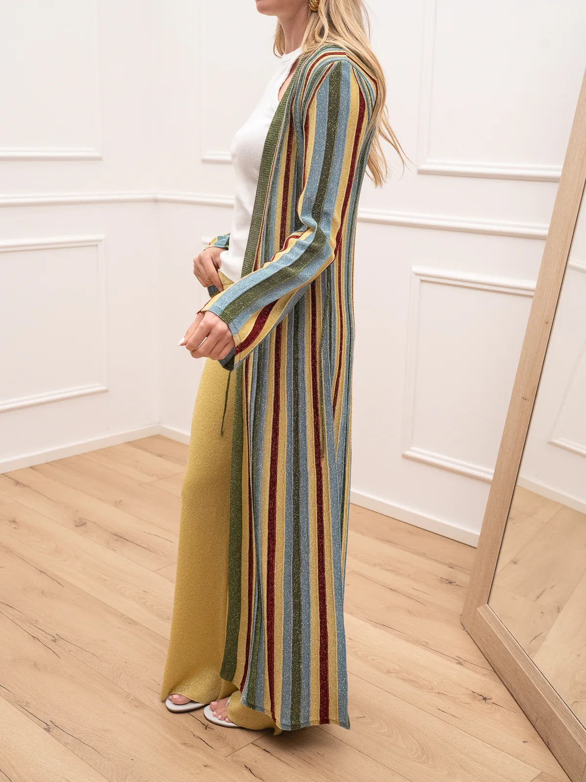 Cardigan lungo multicolor abete in lurex - The Loom Archive