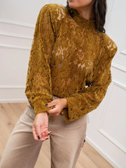 Camicia in pizzo floccato olio - HaveOne
