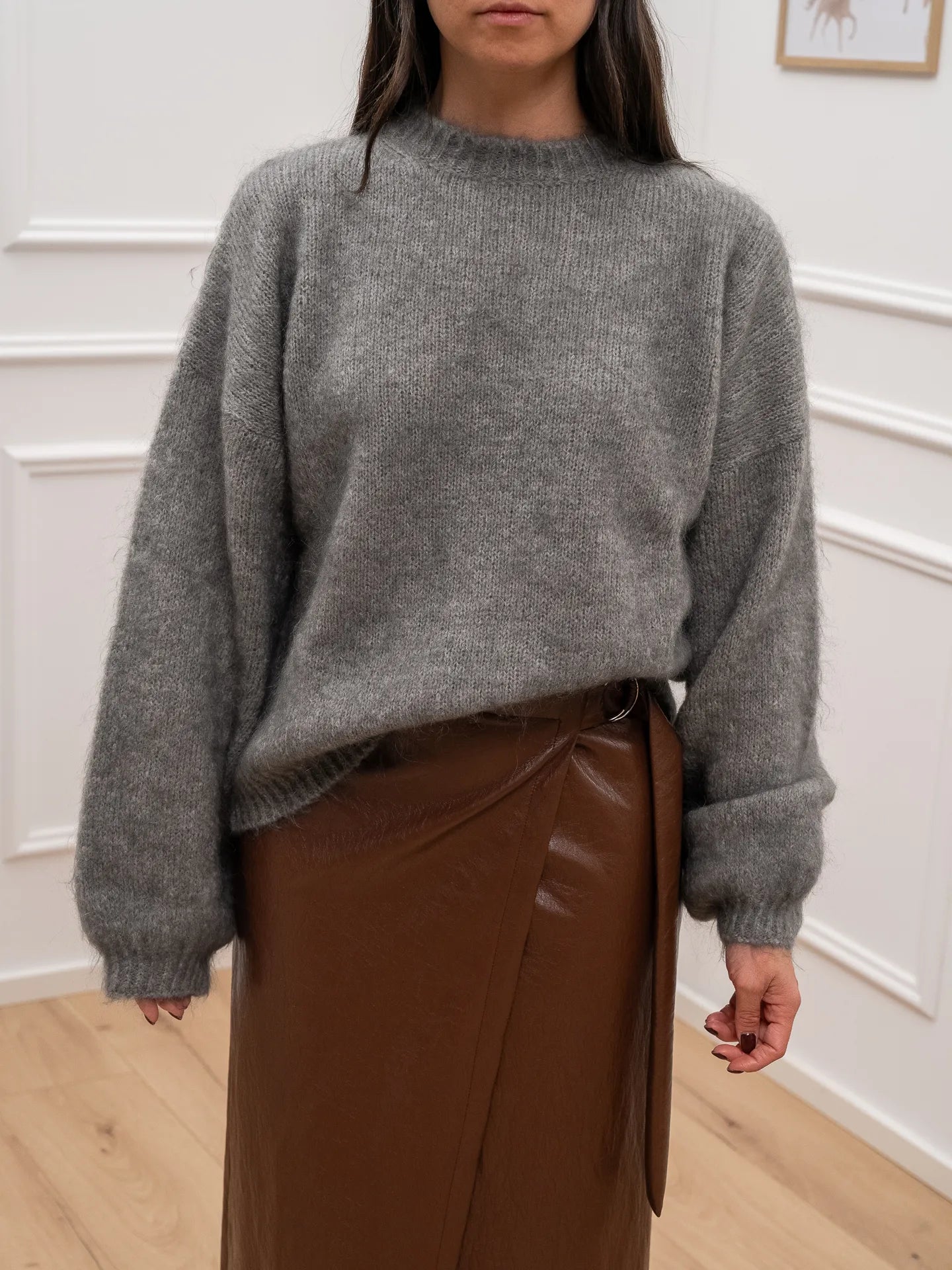 Maglia grigia manica palloncino misto mohair - Tensione In