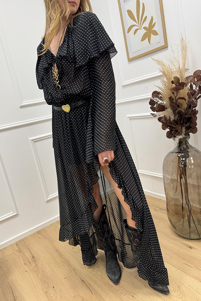 Vestito Lily lungo nero a pois - Aniye By