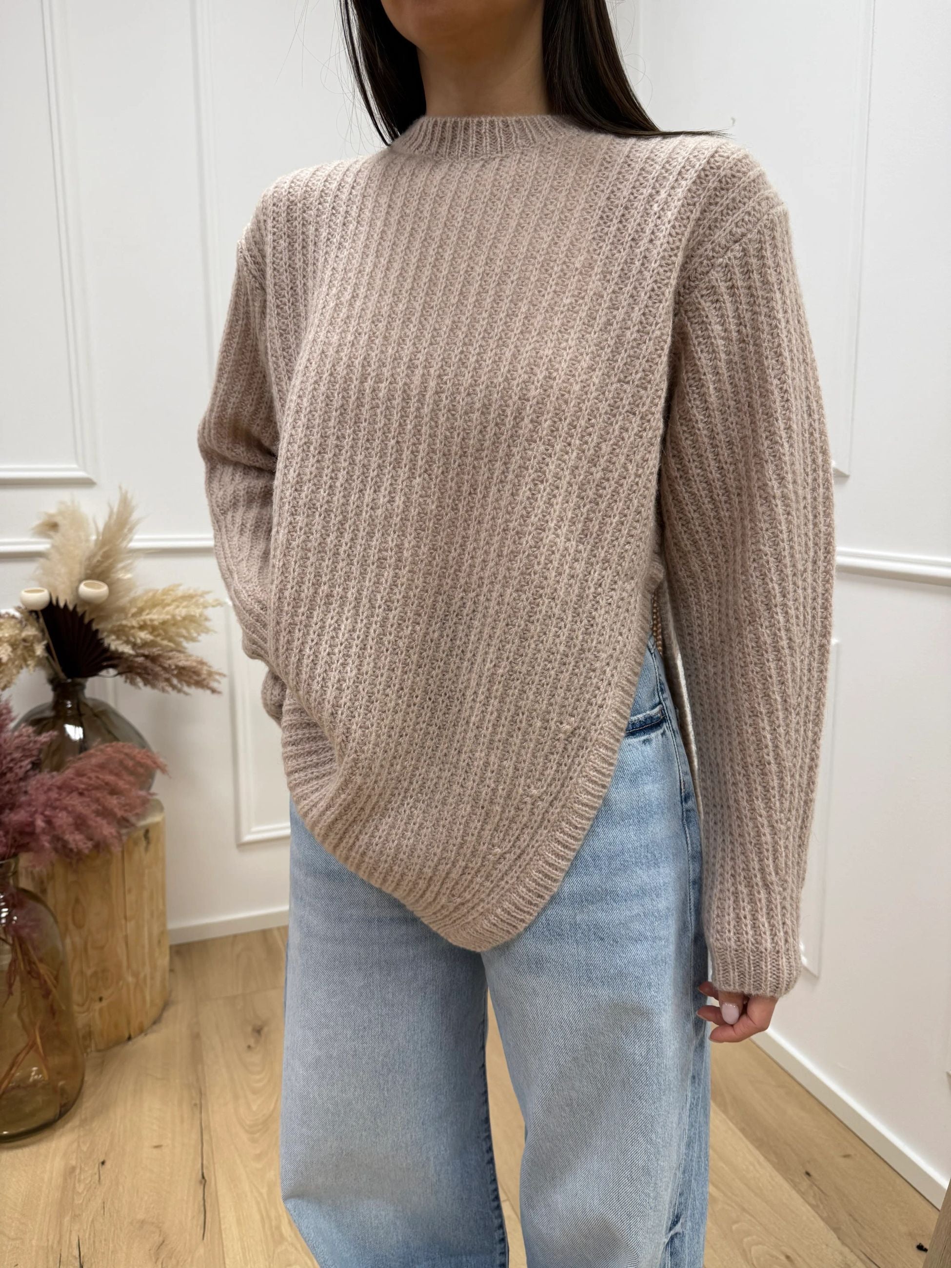 Maxi maglia nude con spacco misto mohair - Kontatto