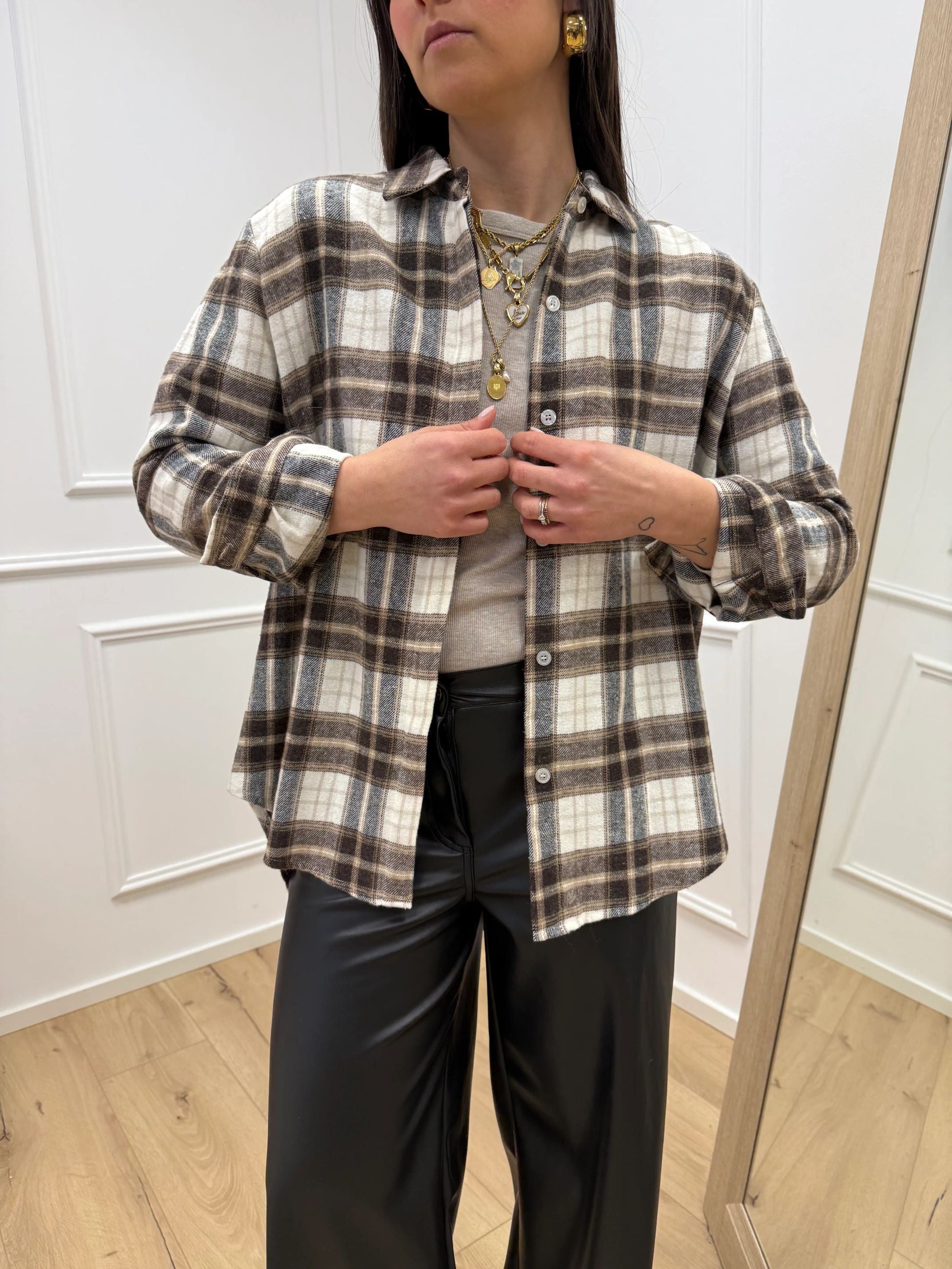 Camicia quadri panna e moro - HaveOne