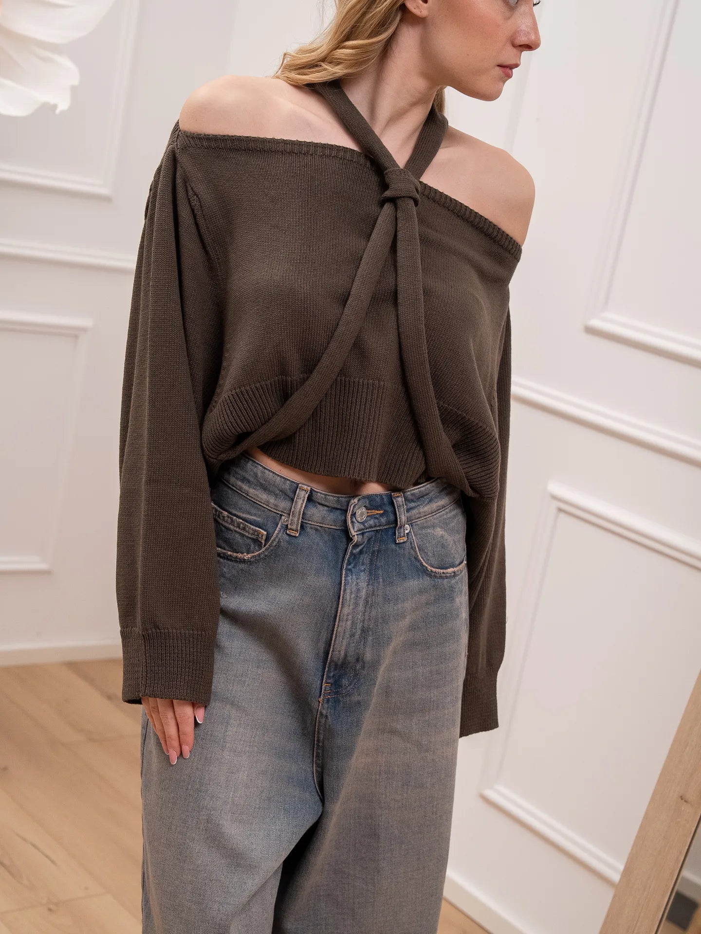 Maglia scollo a barca moro con nodo - HaveOne